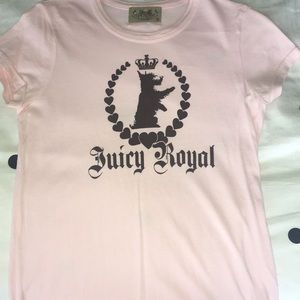 Pale pink short sleeve T with brown logo